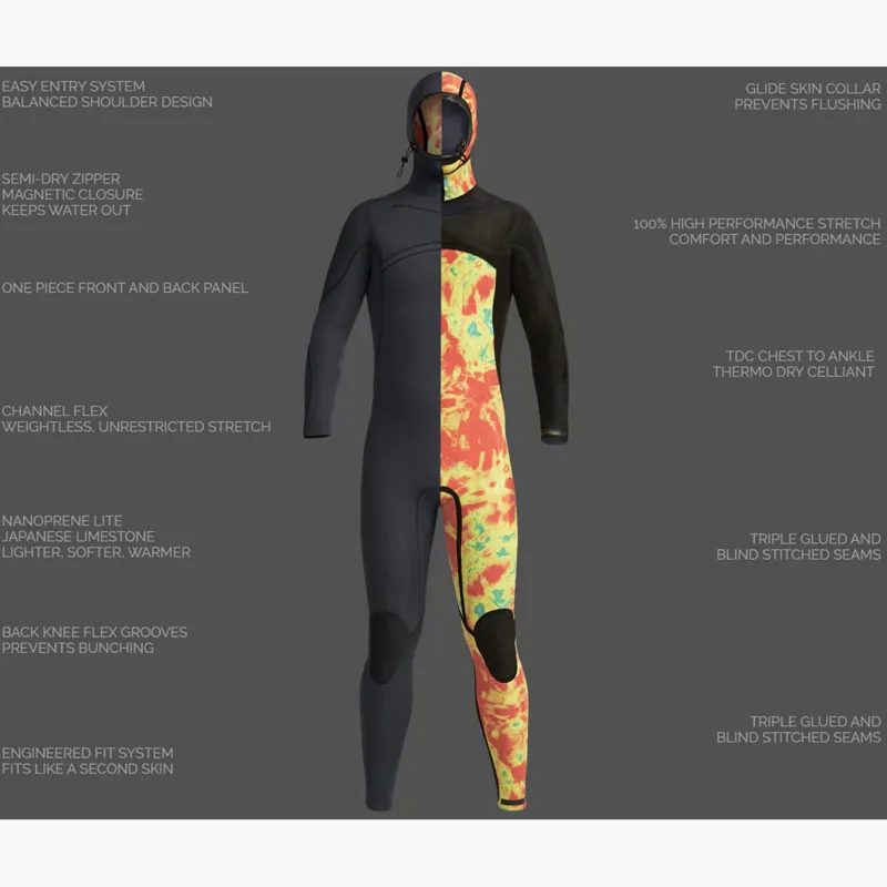 Xcel Mens Comp X 4.5/3.5 Hooded Wetsuit Black-3